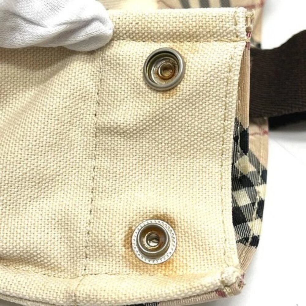 BURBERRY BLUE LABEL Check pattern Bags Hand Bag Tote Bag Canvas Beige - Picture 8 of 16